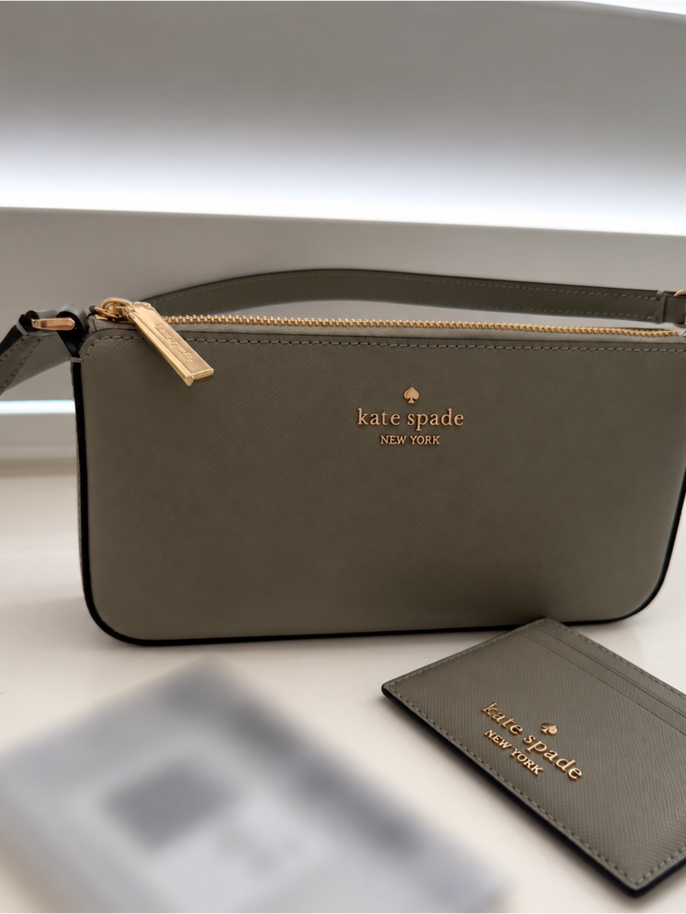BRAND NEW Kate Spade Oyster Shell Saffiano Leather Purse with Gold Hardware